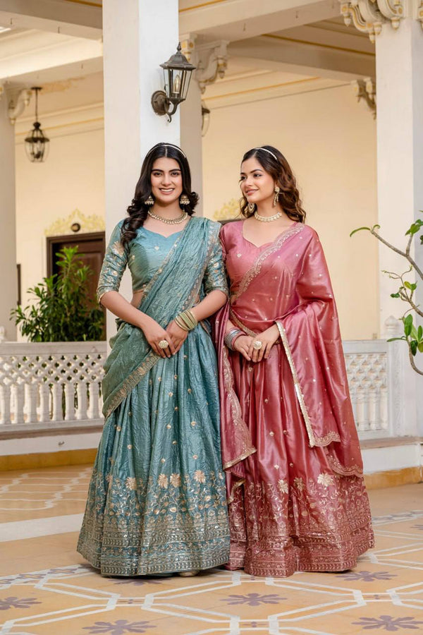 Gold Crush Embroidered Lehenga Set with Dupatta