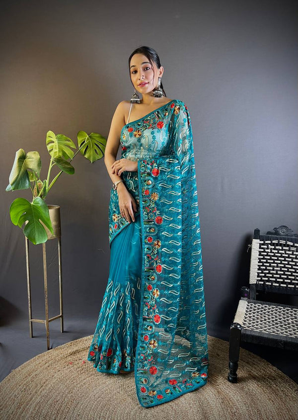 Surya Mukhi Heavy Butterfly Net Saree