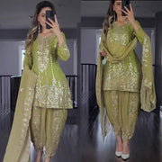 Party Wear Look Top ,Dhoti Salwar and Dupatta