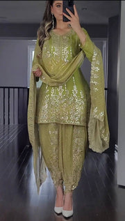 Party Wear Look Top ,Dhoti Salwar and Dupatta