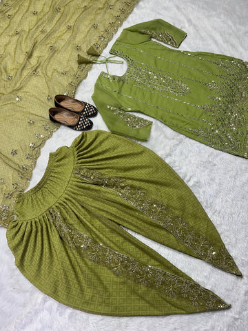 Party Wear Look Top ,Dhoti Salwar and Dupatta