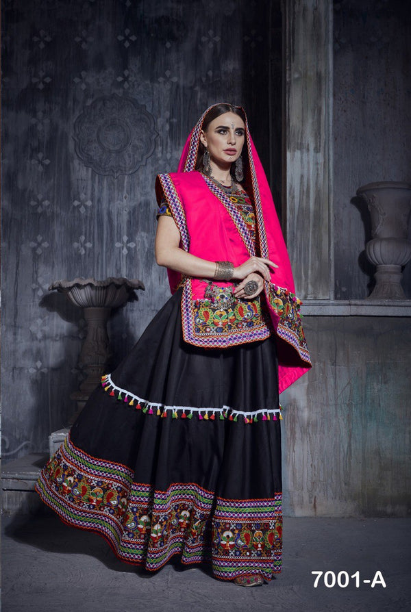 Black Navratri Special Rajwadi Chaniya Choli with Gamthi & Aari Work