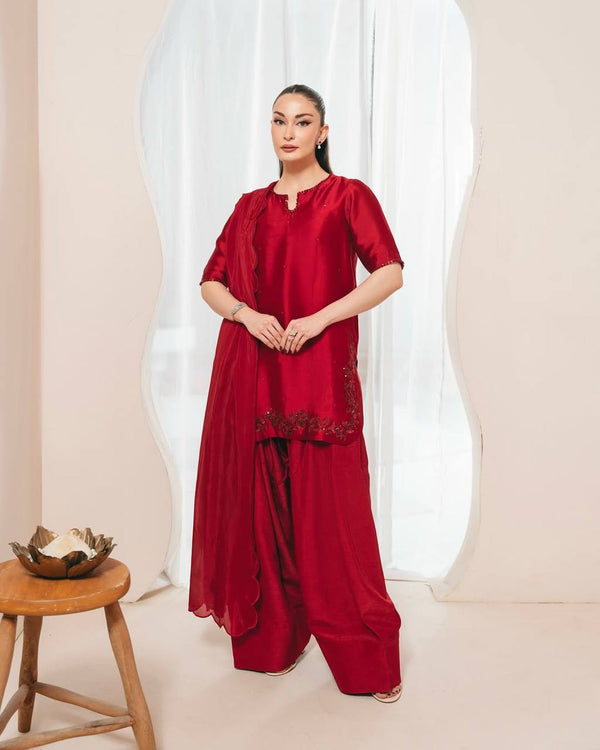 Heavy Natural Crepe Silk Farshi Salwar Set