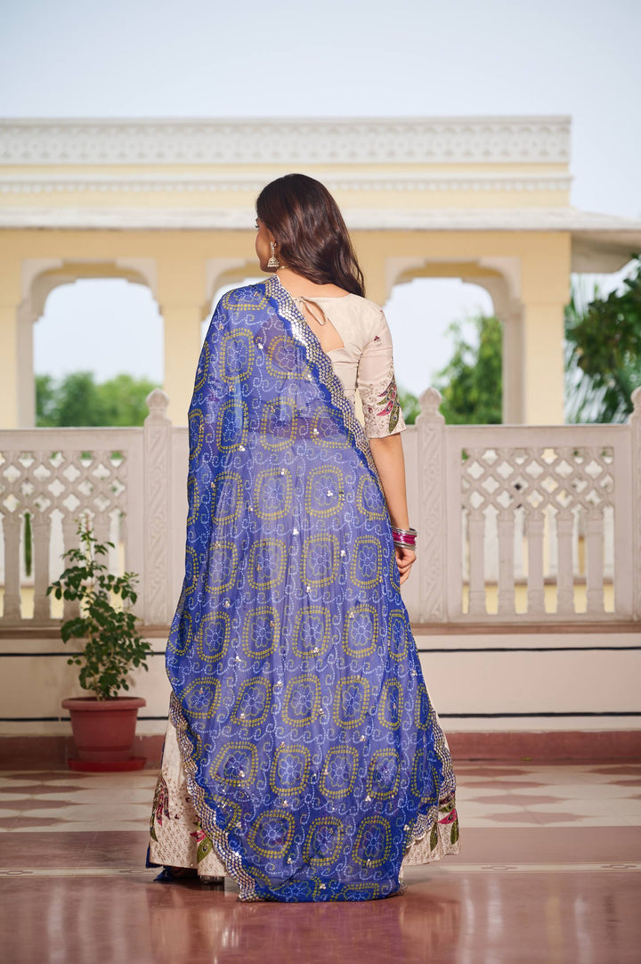 Off White Pure Tissue Silk Festival Lehenga Choli with Dupatta - Tiamgee