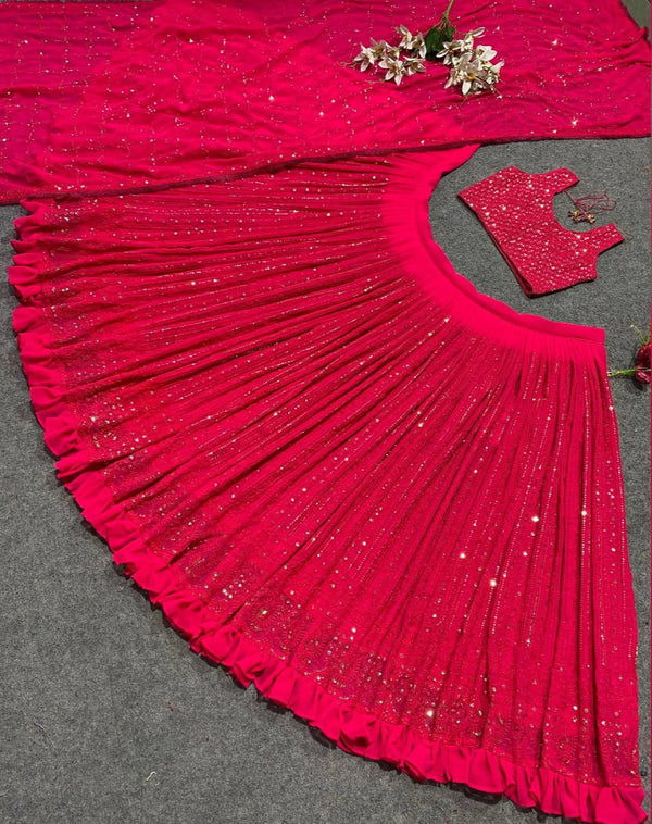 Pink Heavy Faux Georgette Festival Navratri Special Lehenga choli