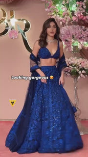 Gorgeous Look Wedding Function Special Blue Lehenga Choli