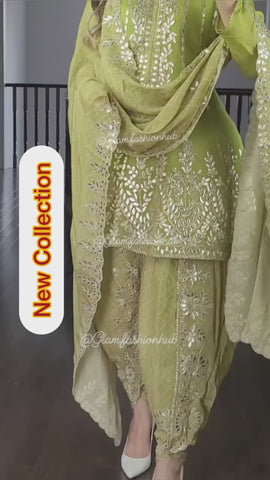 Party Wear Look Top ,Dhoti Salwar and Dupatta