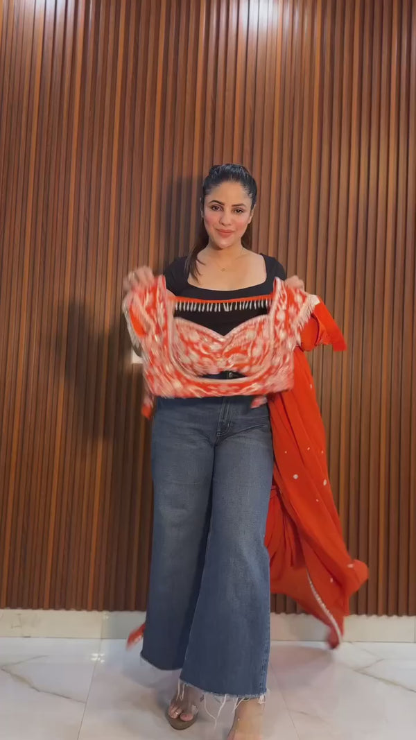 Orange Ready to Wear Lejenga Saree