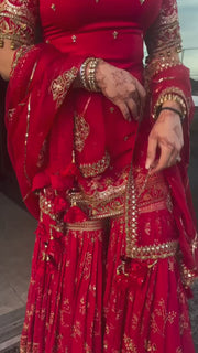 Designer Red Sharara Set